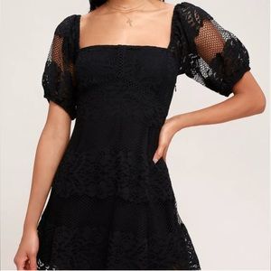 Free People Be Your Baby Black Lace Babydoll Dress